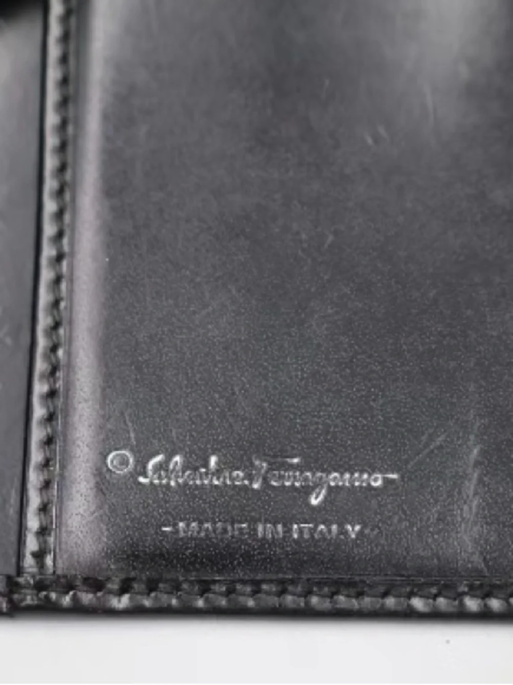 Salvatore Ferragamo Black Leather Wallet with Silver Gancini Hardware